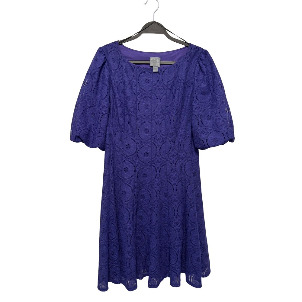 Rabbit Rabbit Rabbit Designs Royal Rich Purple Lace Overlay Fit & Flare Dress 12